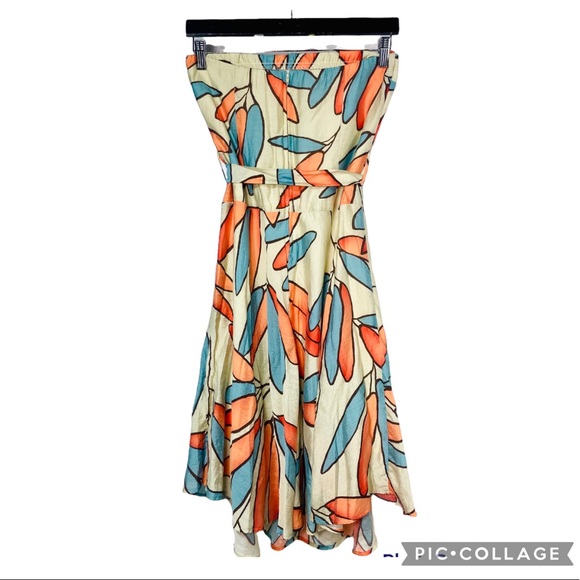 Glam Strapless Tropical MIDI Dress Size Medium - Picture 2 of 7
